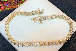 Vintage 14k Gold Natural Diamond Tennis Bracelet Appraisal Signed Sul