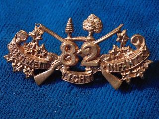 Vintage Canada Pre Ww1 Wwi 82 82nd Abegweit Light Infantry Canadian Collar Badge