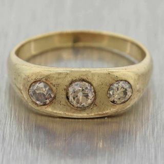 1920s Antique Victorian Estate 14k Yellow Gold.  75ctw Diamond Gypsy Band Ring