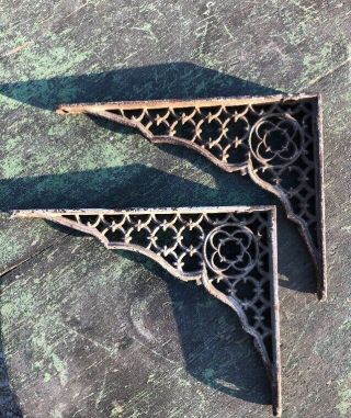 Antique Shelf Brackets Ornate Cast Iron 1800’s