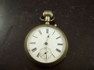 Antique Swiss Pocket Watch 16s Glass Cover Over Movement Runs/stops