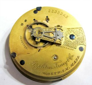 Runs - 18s - Waltham Appleton Tracy Ls/hs Pocket Watch Movement (a18)