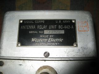 BC - 442 - A Antenna Relay Unit Radio WWII SCR - 274 - N Ham ARC - 5 Western Electric 6