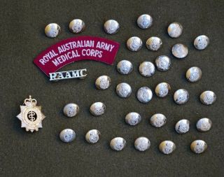 Australian Army Korean Vietnam War Era Medic Corp Badge Patch Buttons Set Anzac