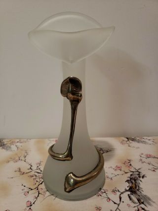 Antique Victorian Centerpiece Vase Molded Glass With Metallic Accent