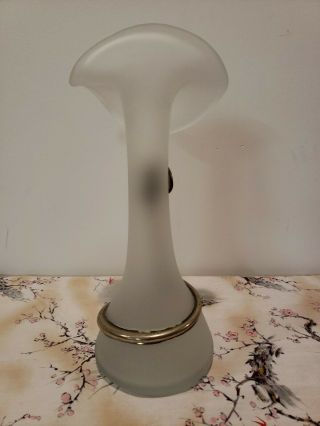 Antique Victorian Centerpiece Vase Molded Glass with Metallic Accent 3