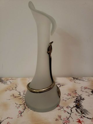 Antique Victorian Centerpiece Vase Molded Glass with Metallic Accent 4