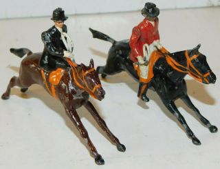 Old Britains 1950s Lead Model Hunting Series,  2 Fox Hunters On Running Horses,  D