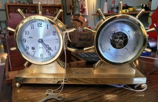 Chelsea Vintage Ships Wheel Bell Clock & Barometer Columbus 500th Anniversary