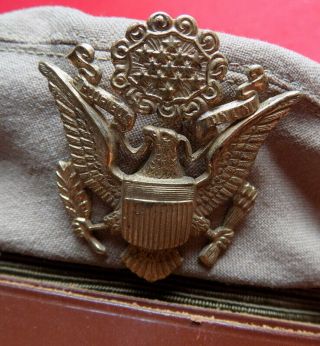 RARE WWII SYDNEY AUSTRALIAN MADE SEMI CRUSHER US OFFICERS VISOR CAP 2