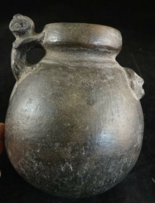 Ancient Pre - Columbian Mochica Blackware Pottery.  C.  400 Bc.  - 100 Ad.  6” T.