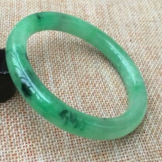 57.  6mm Natural Green Jadeite Jade Bangle Bracelet Handmade O139