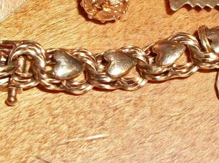 Vintage 1960’s 14k Gold 7.  5” Charm Bracelet Not Scrap 38.  7 Grams 6