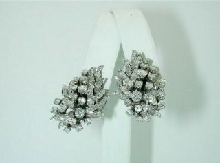 $29,  000 Diamond Platinum Marquise/round Cluster 3.  50ct F/vs Earrings - Antique $99
