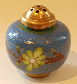 Chinese Blue Cloisonné Vintage Art Deco Oriental Antique Small Pepper Pot Shaker