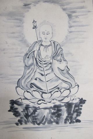 2021 Japanese Vintage Hanging Scroll Kakejiku Buddhism Seated Buddha Jizo Art