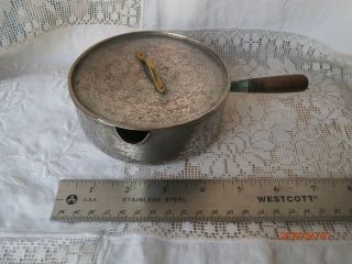Antique Japanese Cook Pot Small Wood Handle Silver Covered Copper 19th Spout Pan 4