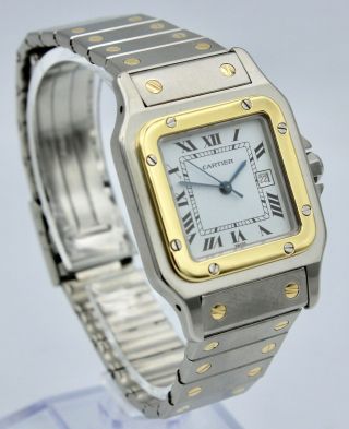 Vintage Cartier Santos Automatic Watch 18k Gold Stainless Steel Men 
