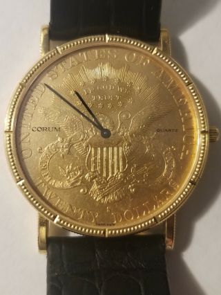 " (rare) " 1898 Corum $20 Dollar 18k Double Eagle Gold Coin Watch