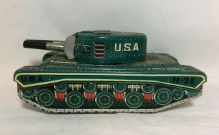 Vintage Cragstan Us Army M - 35 Metal Toy Tank Friction Wheels Japanese - Made