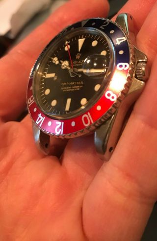 Rolex Vintage 1675 GMT Master Pepsi Refinished DIal Pointed Crown Guard Rare 2