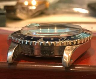 Rolex Vintage 1675 GMT Master Pepsi Refinished DIal Pointed Crown Guard Rare 7