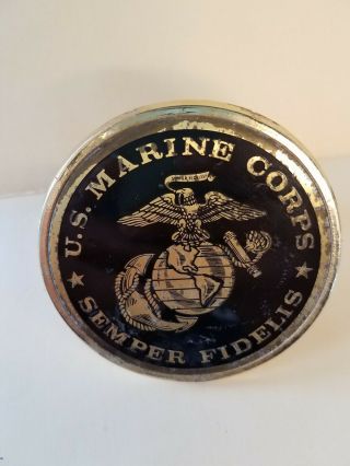 Vtg 1960/1970 Us Marine Corps Semper Fidelis Advertisement Plate.  3 1/2 "