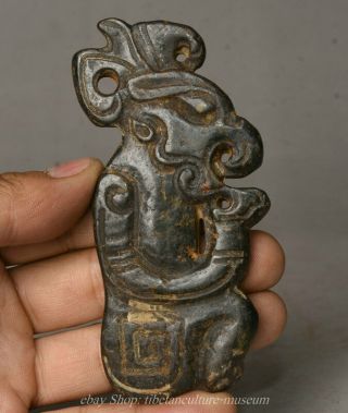 10cm Old Chinese Hongshan Culture Stone Jade Carved Animal Bird Beast Statue