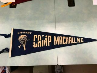 Vintage Wwii Soft Felt Pennant Camp Mackall,  Nc With Provenance