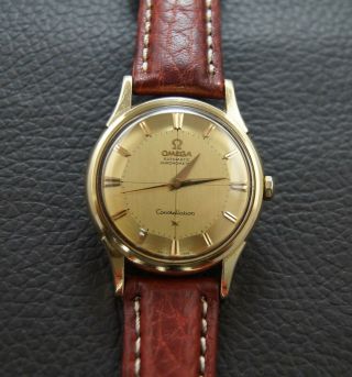 VINTAGE OMEGA CONSTELLATION PIE PAN DeLUXE 18K SOLID GOLD CASE & DIAL CAL.  551 4