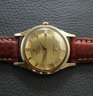 VINTAGE OMEGA CONSTELLATION PIE PAN DeLUXE 18K SOLID GOLD CASE & DIAL CAL.  551 5