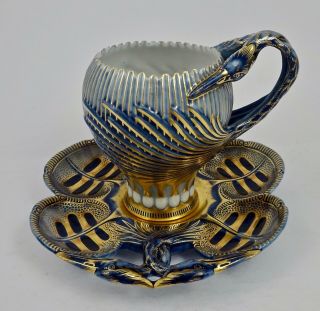 Rare Antique Bing & Grondahl Copenhagen Demitasse Cup & Saucer Art Nouveau