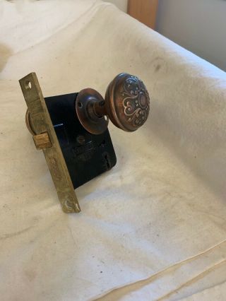 Antique Vintage Brass Victorian Door Knob Lock Set Sargent Reclaimed - No Key