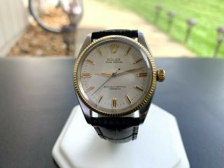 Very Rare Unpolished Vintage 1957 Rolex 6567 Oyster Perpetual Two Tone Watch