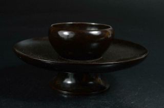 S9742: Japanese Wooden Lacquer Ware Tenmoku Teabowl Stand/tray