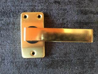 Vintage 1970s 1980s Mortice L / Latch Door Handles in Brass / Gold x 5 Pairs NOS 4
