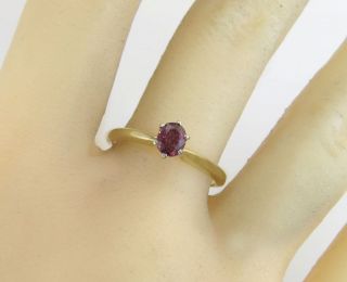 Antique Vintage Art Deco 14K Two Tone Gold.  55ct Ruby Solitaire Ring 3