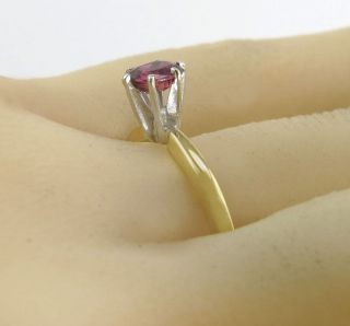 Antique Vintage Art Deco 14K Two Tone Gold.  55ct Ruby Solitaire Ring 4