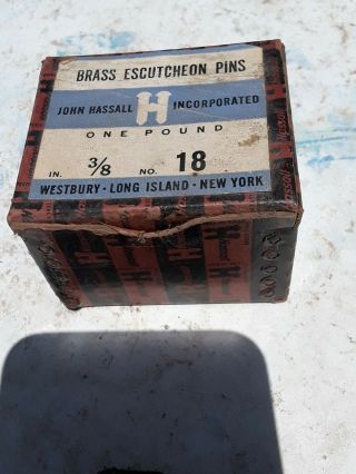 1 Lb Box John Hassal Brand All Brass Escutcheon Pins,  3/8 " X 18 Gauge