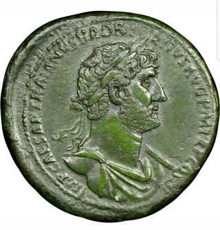 Ancient Roman Hadrian Sestertius Ae 117 - 138 Ad (26.  74) Grams Beatiful Coin.