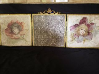 Antique Tri - Fold Mirror,  Beveled Mirrors,  Young Ladies