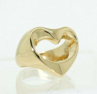 Georg Jensen 18k Yellow Gold Open Heart Ring Size 6