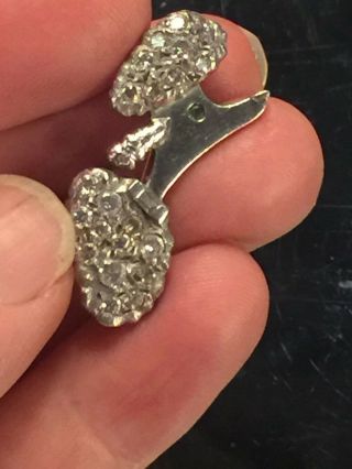 Estate white gold diamond emerald eye poodle pin broach 3