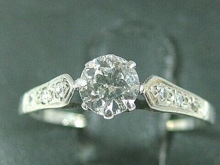 Stunning Antique Edwardian Platinum 0.  50 Ct Diamond Solitaire Ring Circa 1910
