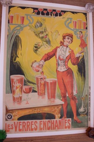 Vintage French Film Poster.  Les Verres Enchantes.  1907 - V Lorant