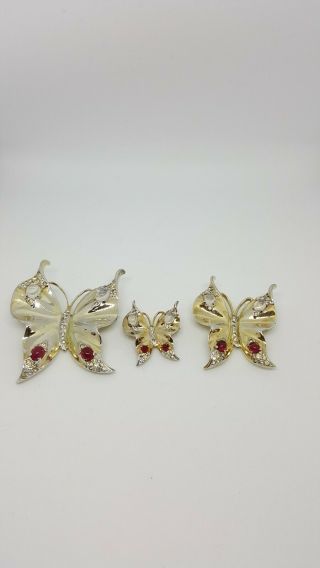 Set 3 - Vintage Sterling Silver Trifari Alfred Philippe Crown Butterflies