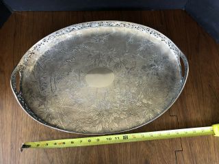 Antique Huge Chinese Export Silver Tray Heavy Dragons 2