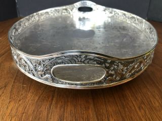 Antique Huge Chinese Export Silver Tray Heavy Dragons 8
