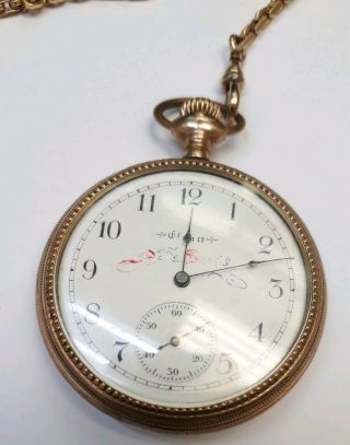Elgin Natl.  Watch Co.  Vintage Gold Pocket Watch 15 Jewels Great