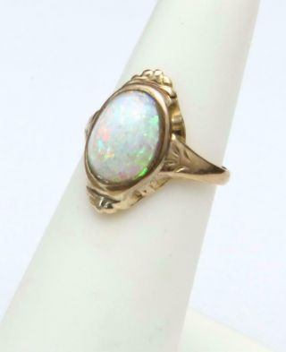 Antique Victorian Vintage 10kt Gorgeous Bright Brilliant Fire Opal Ring Sz 5